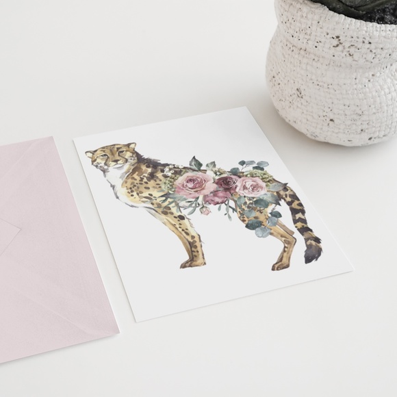 Watercolor Cheetah Illustration Wall Art Poster Print UNFRAMED - Picture 8 of 17